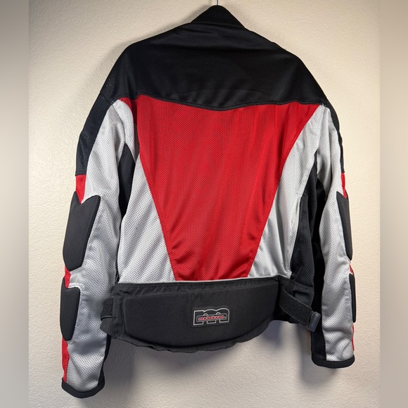 MotoBoss Armored Mesh Motorcycle Jacket Men’s Large Black Red Protective Gear - Picture 5 of 12